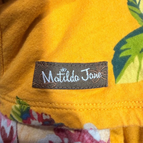 Matilda Jane Yellow Floral Wrap Midi Dress Short Sleeve Tie Waist Pockets S - Picture 6 of 8